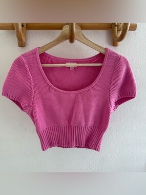 LA HEARTS Y2K Pink cropped knit short sleeve top Size: M fairy romantic